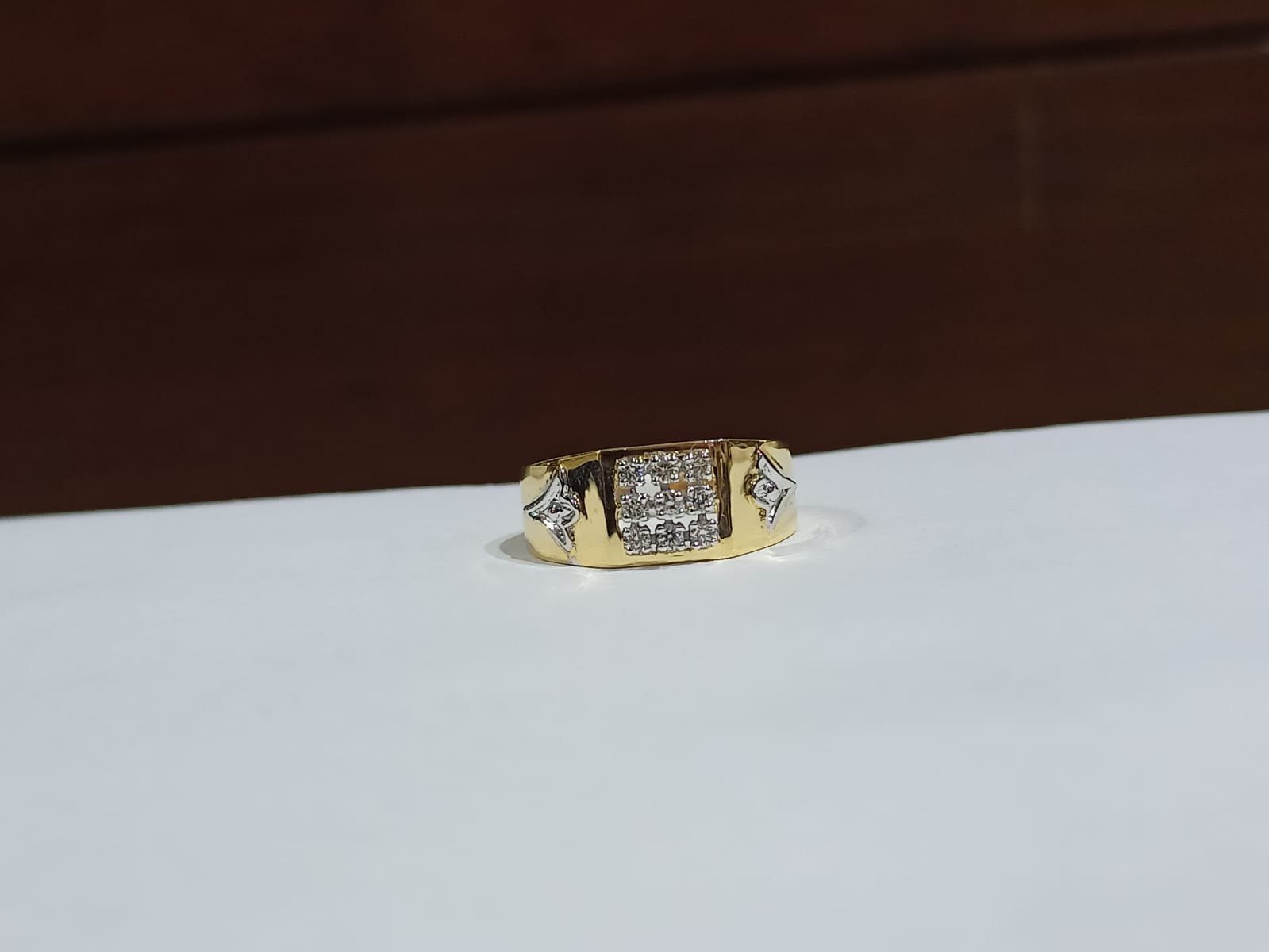 18K Solid Yellow Gold Men's Ring