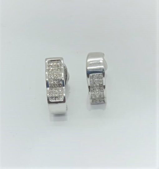 0.86Ct Natural Princess Cut Diamonds Hoop Earrings - Image 2