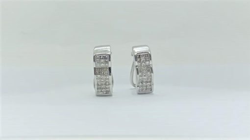 0.86Ct Natural Princess Cut Diamonds Hoop Earrings
