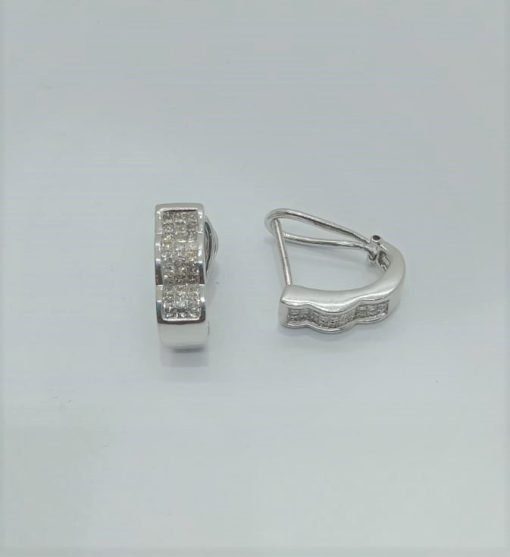 0.86Ct Natural Princess Cut Diamonds Hoop Earrings - Image 3