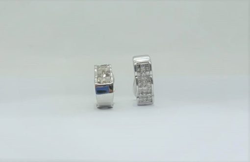 0.86Ct Natural Princess Cut Diamonds Hoop Earrings - Image 4