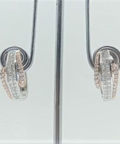 Alternative view of 1.24Ct Natural Princess Cut Diamonds Hoop Earrings