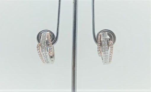 1.24Ct Natural Princess Cut Diamonds Hoop Earrings - Image 2