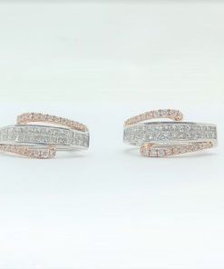 1.24Ct Natural Princess Cut Diamonds Hoop Earrings