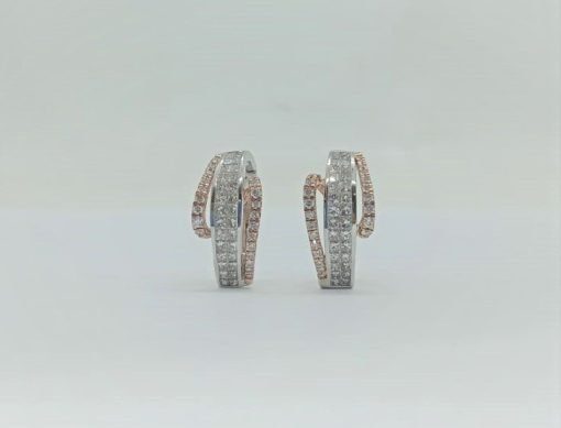 1.24Ct Natural Princess Cut Diamonds Hoop Earrings - Image 3