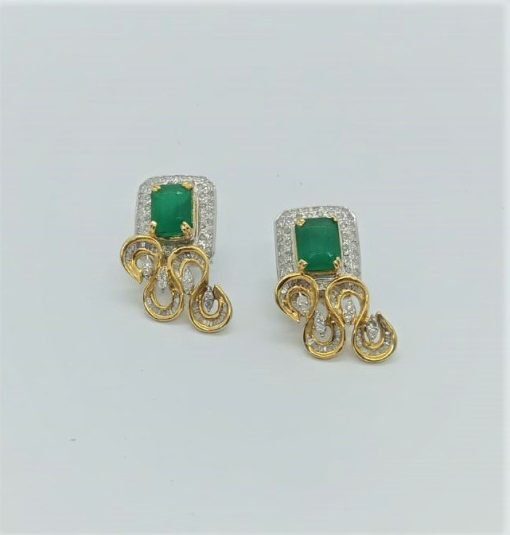 14K Gold Natural Round And Baguette Diamond Pendant Set - Image 3