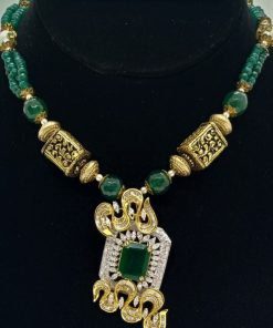 Alternative view of 14K Gold Natural Round And Baguette Diamond Pendant Set