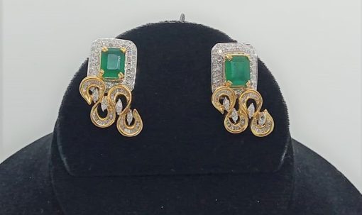 14K Gold Natural Round And Baguette Diamond Pendant Set - Image 5
