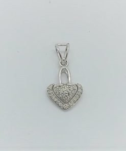 Alternative view of Natural Diamond Heart Shape 14K White Gold Pendant Set