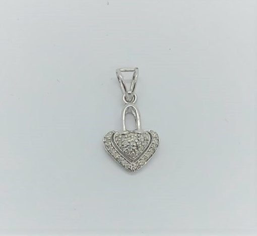 Natural Diamond Heart Shape 14K White Gold Pendant Set - Image 2