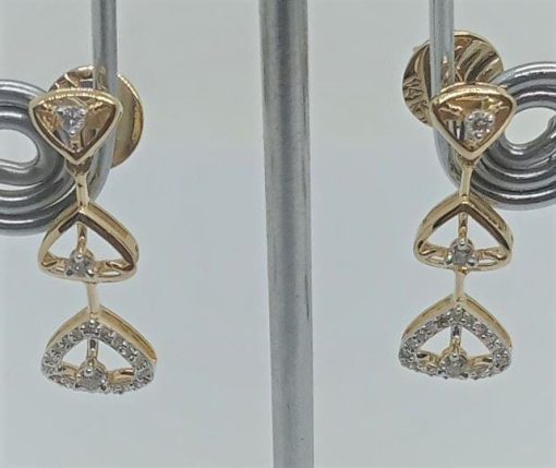 14K Solid Gold Elegant Daily Wear Diamond Necklace Set - Image 5