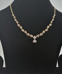 14K Solid Gold Elegant Daily Wear Diamond Necklace Set