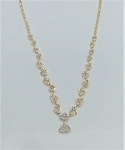 Alternative view of 14K Solid Gold Elegant Daily Wear Diamond Necklace Set