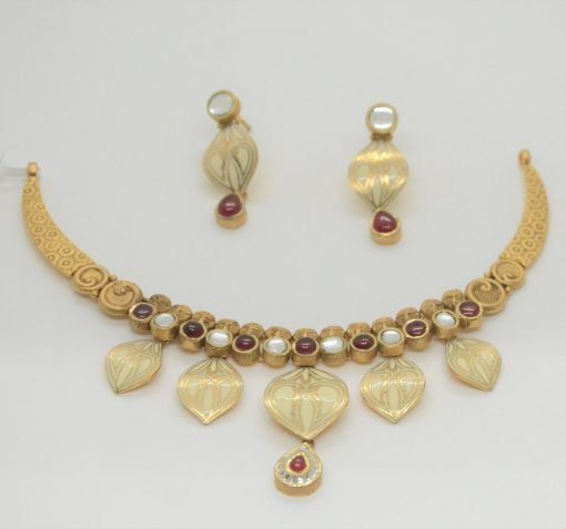 22K Antique Gold Necklace Set - 1 - Image 3