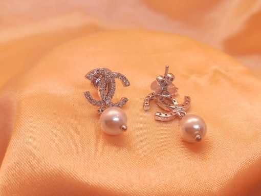 Pearl CC Diamond Earrings - Image 4