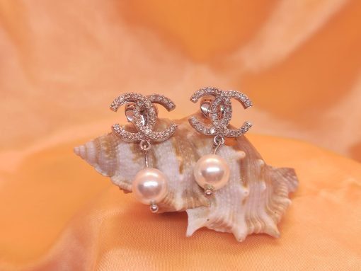 Pearl CC Diamond Earrings - Image 2