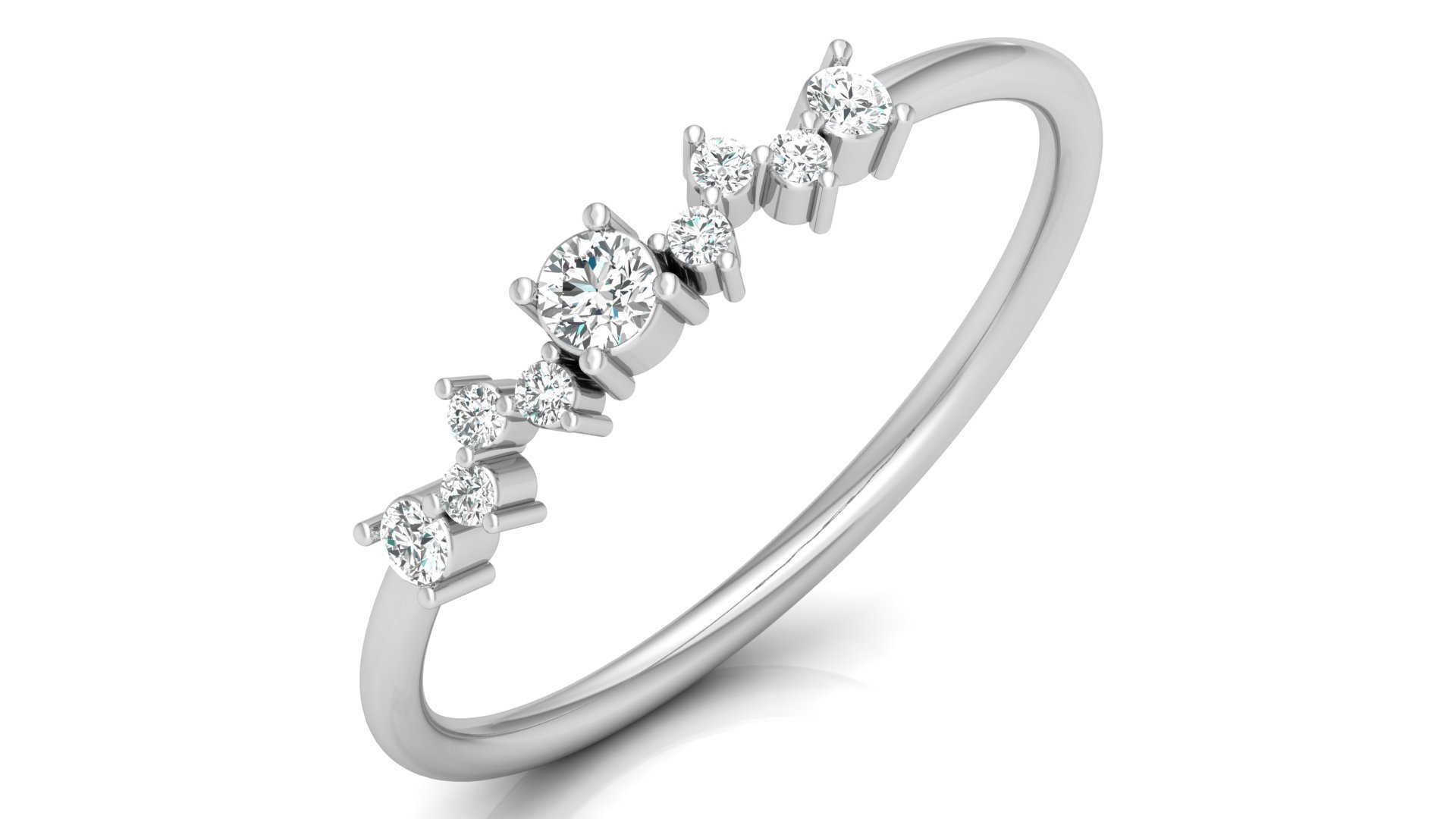 Zig Zag White Gold Diamond Ring - Image 4