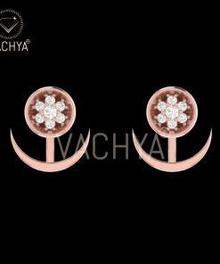 Crescent Flower Diamond Studs