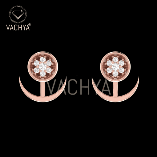 Crescent Flower Diamond Studs