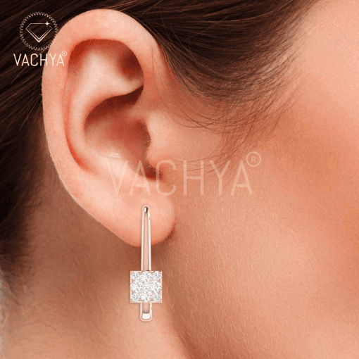 Cutout Square Diamond Studs - Image 3