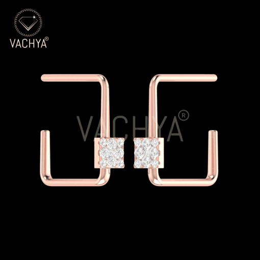 Cutout Square Diamond Studs - Image 5