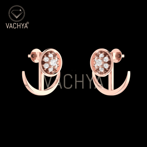Crescent Flower Diamond Studs - Image 5