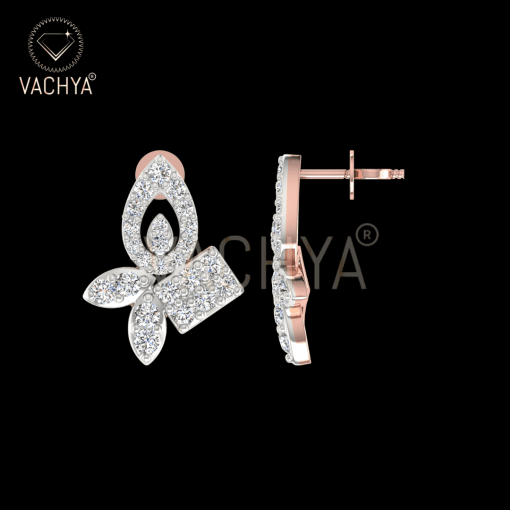 Floral Leaf Diamond Studs - Image 3