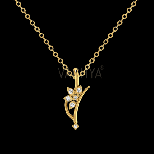Half Flower Diamond Pendant