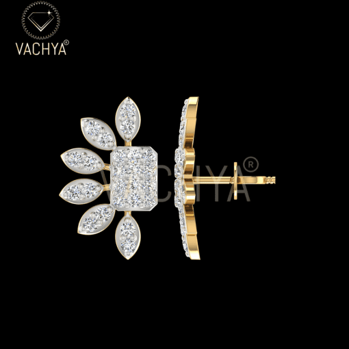 Half Daisy Flower Diamond Studs - Image 3