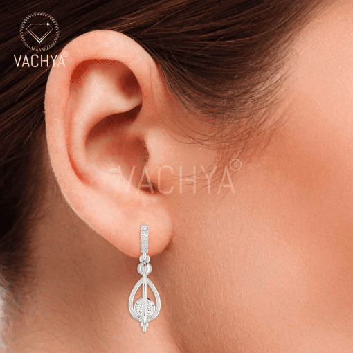 Oval Hanging Diamond Studs - Image 3