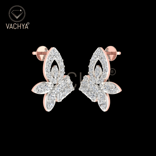 Floral Leaf Diamond Studs - Image 5
